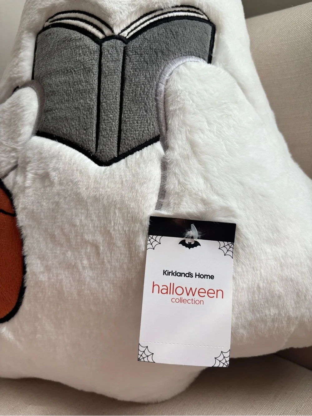 Kirklands Halloween Ghost Reading Book Plush Pillow Decor